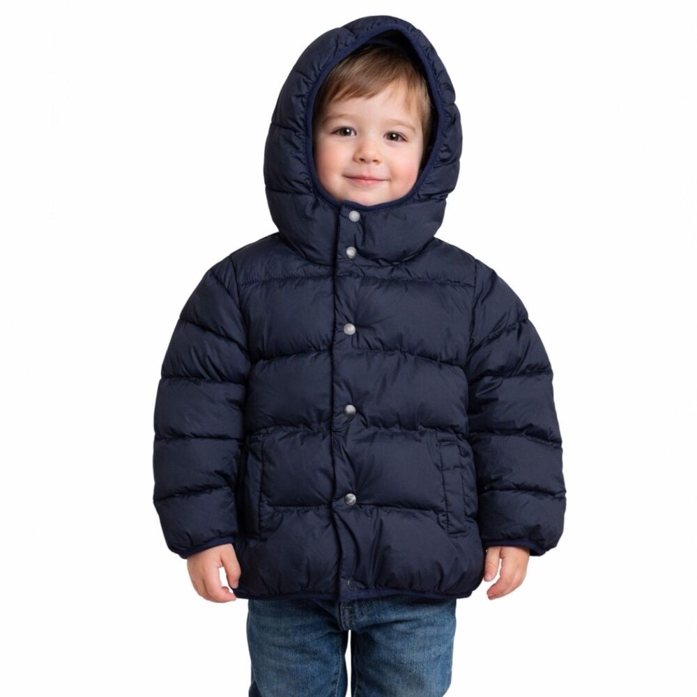 J Crew Crewcuts Boys XXS Navy Hooded Puffer Jacket Insulated Winter Coat